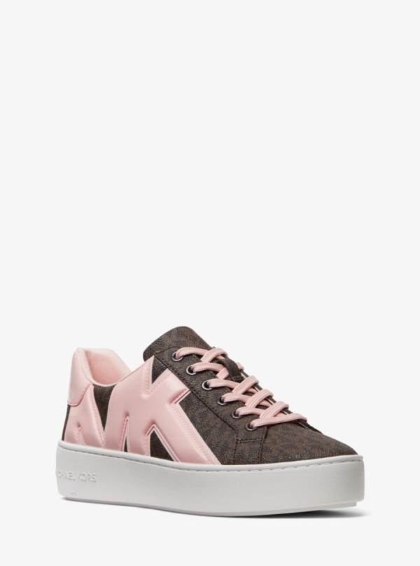 Damske Tenisky Michael Kors Poppy Logo and Faux Patent Leather Ruzove - Topanky Michael Kors Outlet | OYCTK-0781